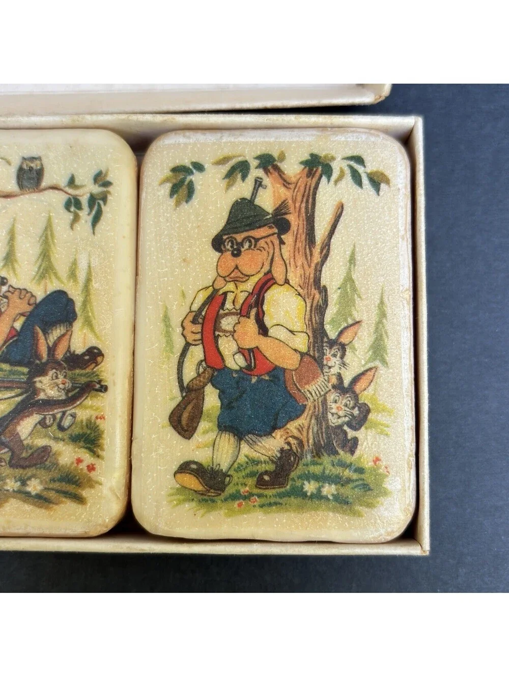 New Vintage Scherl Fairy Tale Soap Set from Bavaria, Germany Deputy Dog Rabbits